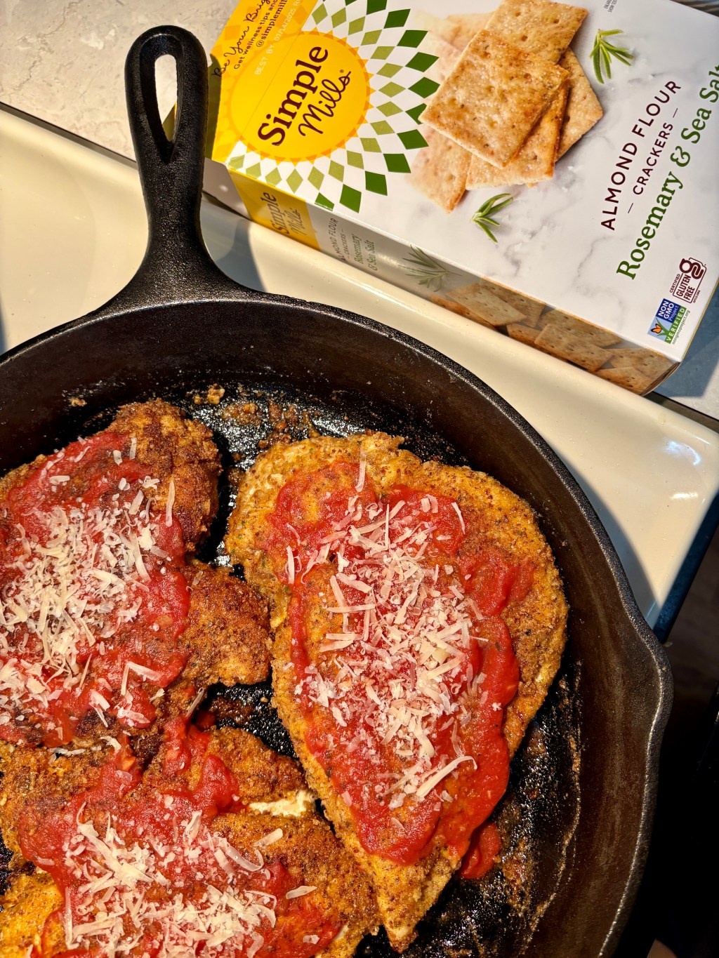 Crispy Chicken Parmesan with Herb Crust (Gluten-Free & Protein-Packed)